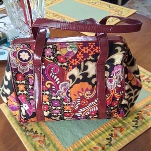 Vera Bradley Floral Satchel in Red and Purple